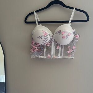 Floral Embroidered Bustier Top